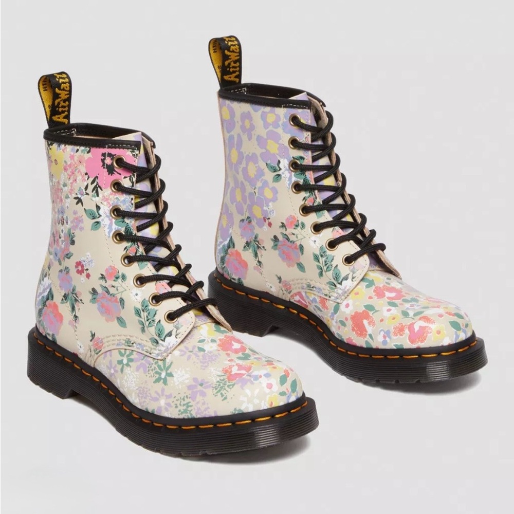 NEW! Dr. Martens 1460 Floral Mash Up
Leather Lace Up Boots